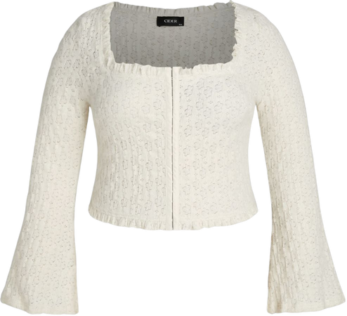 Lace Square Neck Long Sleeve Jersey Top Curve & Plus - Cider