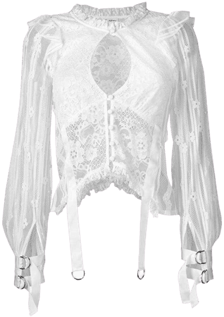 White Lace Blouse with Garter Buckles