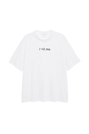 Oversized tee with print - White with statement - Monki WW