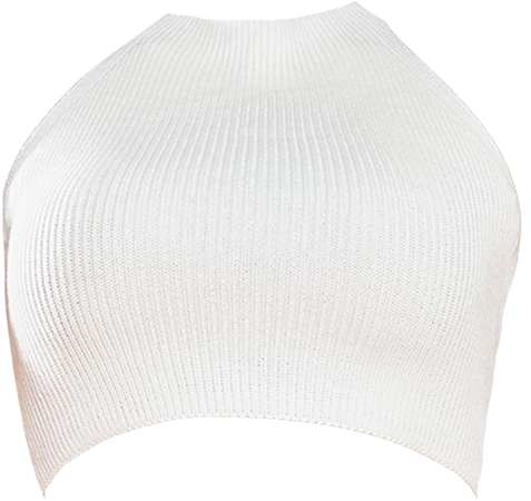 Plus Cream Halterneck Knitted Crop Top | PrettyLittleThing USA