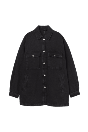 Oversized Shirt Jacket - Black/washed - Ladies | H&M US