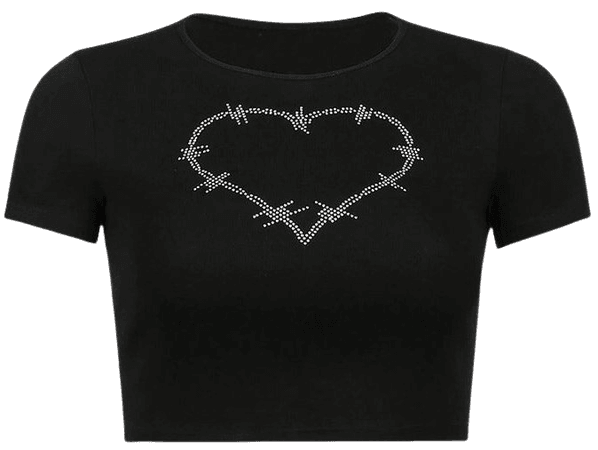 Barbed Heart Rhinestone Crop Top | BOOGZEL APPAREL – Boogzel Apparel