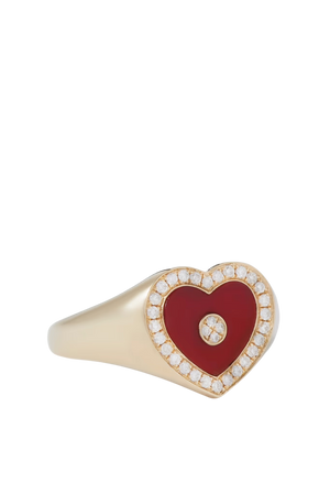 Anissa Kermiche Love Heart 14-karat gold, agate and diamond ring