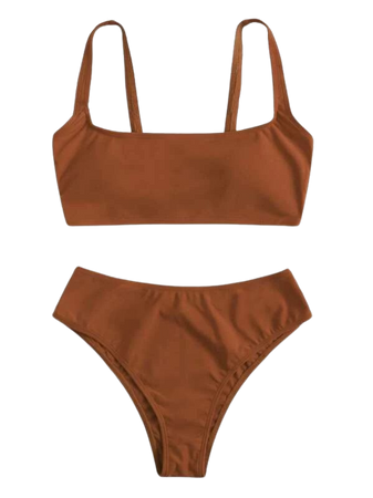 Scoop Neck High Waisted Bikini Swimsuit | SHEIN USA