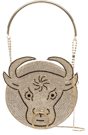 Shop gold Rosantica crystal-embellished bull mini bag with Express Delivery - Farfetch