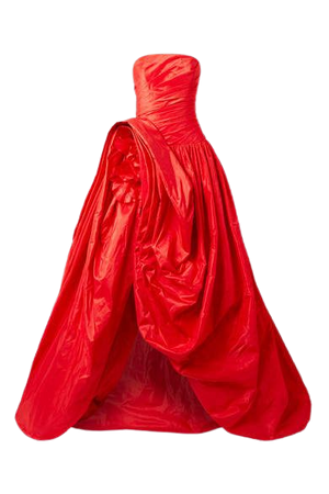 Asymmetric Gathered Silk-taffeta Gown - Tomato red