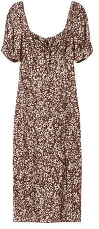 Short sleeve midi dress with floral print - Dresses - Woman | Bershka