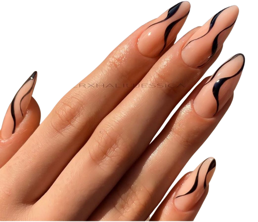 nude abstract nail with black detail