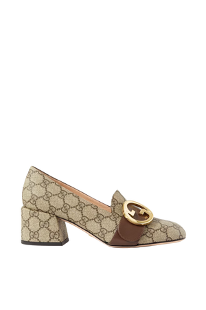 Gucci Blondie embellished leather-trimmed coated-canvas pumps