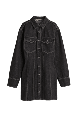 Fitted Denim Dress - Black - Ladies | H&M US