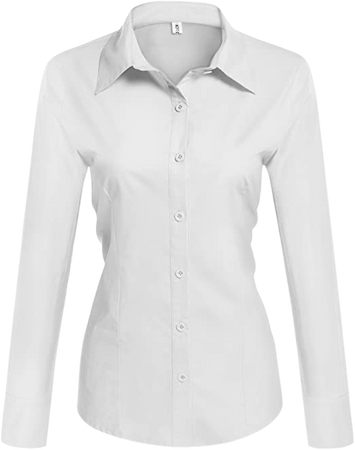 Hotouch Women's White Button Down Shirts Long Sleeve Basic Button Up Shirt Dress Shirt White XXX-Large at Amazon Women’s Clothing store