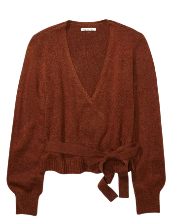 AE Dreamspun Wrap Front V-Neck Sweater rust