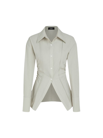 Collar Solid Ruched Button Long Sleeve Shirt - Cider