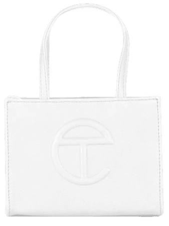 Telfar Shopping Bag Small White in Vegan Leather with Silver-tone