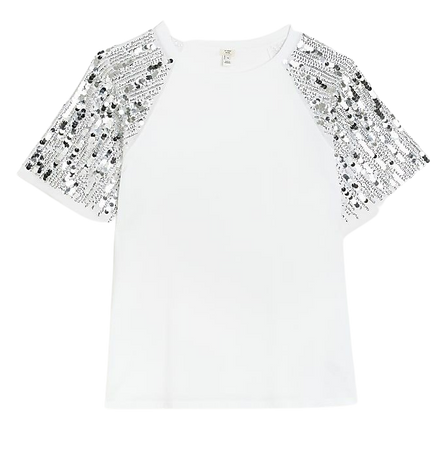 Plus white sequin t-shirt | River Island