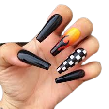 checkered nails with flames - Google Search