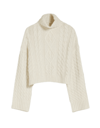 Cableknit roll neck sweater - Sweaters and cardigans - Woman | Bershka