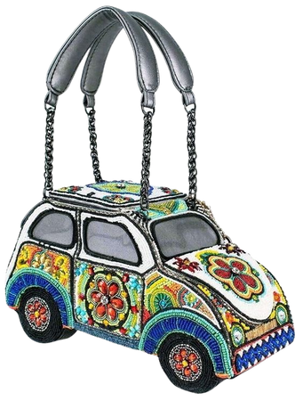 Mary Frances DRIVE ME CRAZY VW Beetle 3D Auto Car Beaded Bag Handbag Purse NEW - NOVELTY, MAXIMALISM, GROOVY, COOL