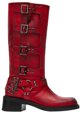 ROCKY Red Leather Knee High Moto Boots | Women's Boots – Steve Madden