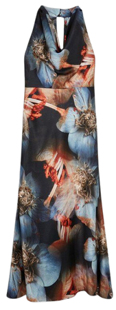 Photographic Floral Woven Satin Maxi Dress | Karen Millen