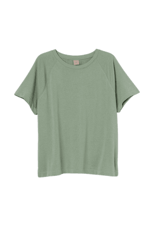 H&M+ Short-sleeved Sweatshirt - Sage green - Ladies | H&M US