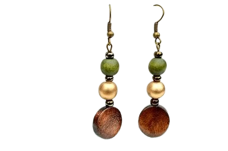 brown and olive green earrings