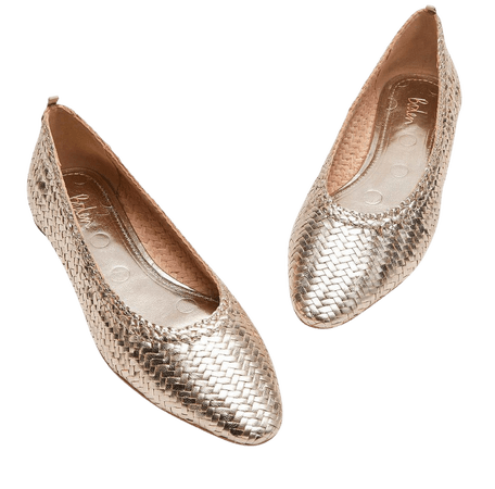 Almond Toe Ballerinas - Metallic Gold Woven | Boden US