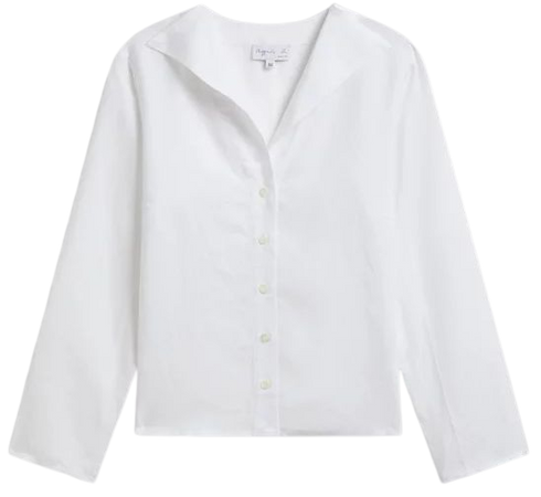white linen 3/4-sleeve shirt | agnès b.