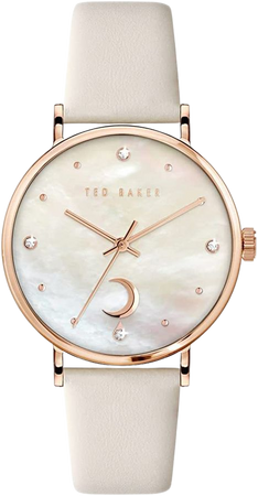 Amazon.com: Ted Baker Women's Stainless Steel Quartz Leather Strap, White, 18 Casual Watch (Model: BKPPHF1329I), Rose Gold/Mop/Cream : Clothing, Shoes & Jewelry