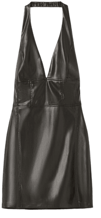 Faux leather mini dress with a halter neck and corset detail - Dresses - Woman | Bershka
