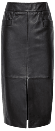 Lucie Black Leather Pencil Skirt – REISS