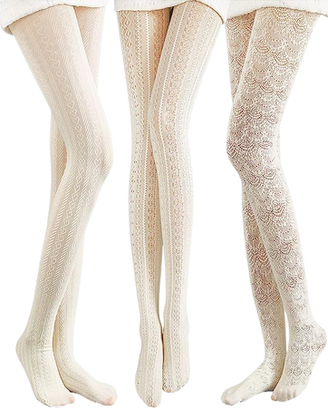 Amazon.com: JaGely 3 Pieces Women Fishnet Hollow out Knitted Patterned Tights Chiffon Lace Stockings Tights Vertical Strips (Classic Style) : Clothing, Shoes & Jewelry