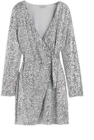 Sequined Wrap Dress - Silver-colored - Ladies | H&M CA