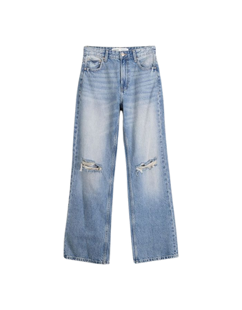 Ripped wide-leg ’90s jeans - New - Women | Bershka