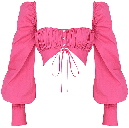 'Ruse' Pink Balloon Sleeve Crop Top - Mistress Rock