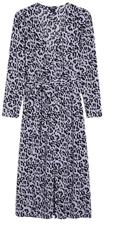 Lilac leo print belted midi dress - Lilac leopard - Monki WW