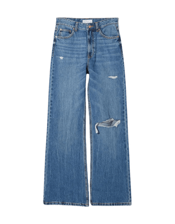 Ripped wide-leg ’90s jeans - New - Woman | Bershka