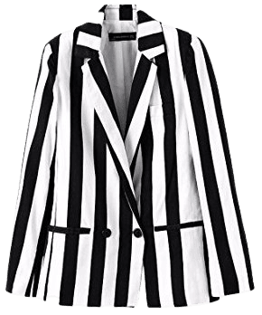 Women's Black and White Striped Blazer