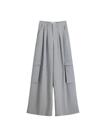 Pinstripe cropped blazer and cargo pants set - New - Women | Bershka