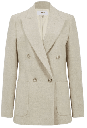 Reiss Neutral Amber Textured Double Breasted Blazer | REISS USA