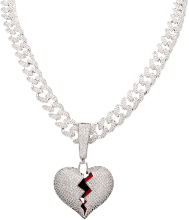 BROKEN HEART Iced Out Pendant Chain Necklace – SAINTCHiC