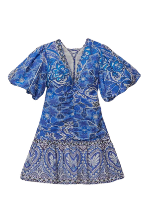 Blue Tile Dream Short Sleeve Mini Dress – FARM Rio