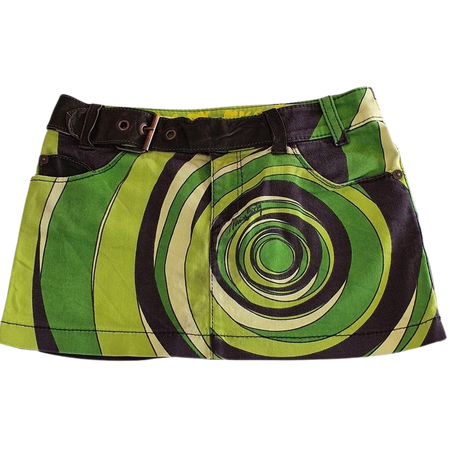 green spiral cyber 90s mini skirt