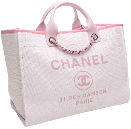 pink channel tote bag
