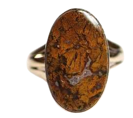 Antique Victorian Plume Agate Ring in 14k Gold Dendritic