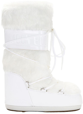 MOON BOOT Icon Faux Fur Boot in Optical White | FWRD
