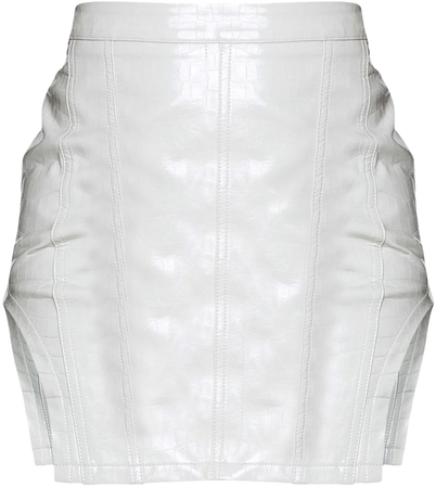white faux leather skirt