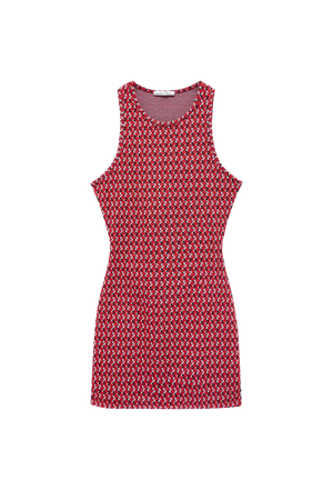 Red jacquard cut-out dress - pull&bear