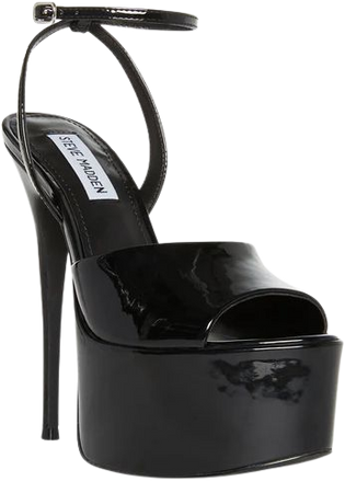 RIA Black Patent Platform Heel | Women's Heels – Steve Madden