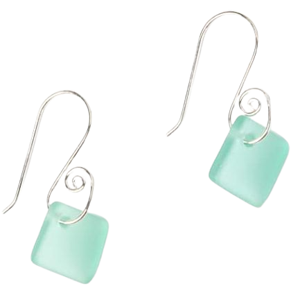 Amazon.com: Sea Glass French Curve Earrings (Teal) - Sterling Drop Earrings by EcoSeaCo, using recycled and sustainable material. Handmade in the USA : Handmade Products